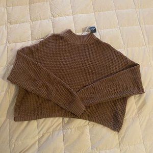 HOLLISTER Solid Ribbed Knit Drop Shoulder Sweater